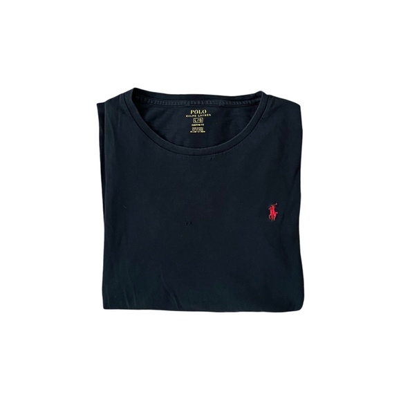 Polo Ralph Lauren Men’s Long Sleeve T Shirt Large Black Cotton Jersey Red Pony - Picture 8 of 9